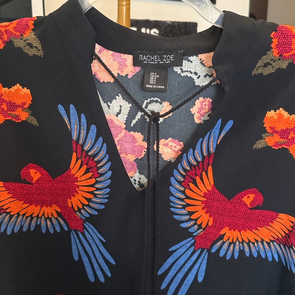 Rachel Zoe Black Blouse with Vibrant Embroidery - Picture 3 of 7